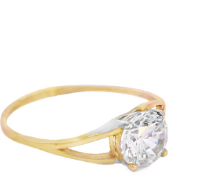 10K Real Gold CZ Solitaire Ring for Women