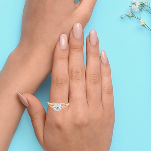 10K Real Gold CZ Solitaire Ring for Women