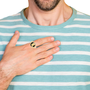 10K Real Gold Jesus Face on Black Onyx with Cuban Band Ring