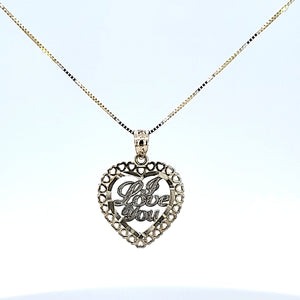 10K Solid Real Gold Valentine Two Tone Heart with I Love You Charm/Pendant with Box Chain
