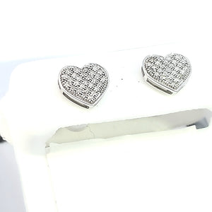 10K W Gold with 0.15 Ct MP Diamond Heart Earring (S) for Girls/Women