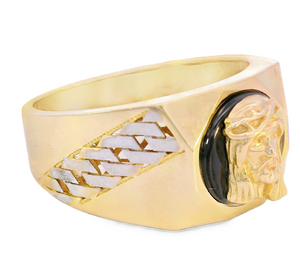 10K Real Gold Jesus Face on Black Onyx Fancy Ring