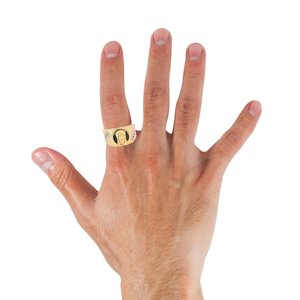 10K Real Gold Jesus Face on Black Onyx Fancy Ring
