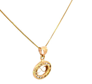 14K Real Gold CZ Infinity Oval Small Charm with Box Chain