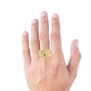 10K Real Gold Saint Jude Green Emerald stone CZ Fancy Ring for Men