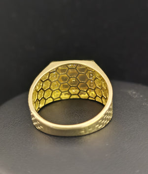 10K Real Gold Saint Jude Emerald Stone CZ Square Shape Ring