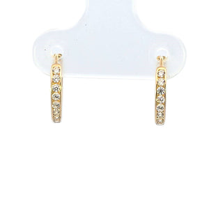 10K Real Gold CZ Small Huggie Hoop Earrings - GDI11.5