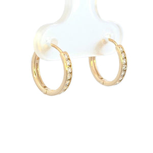 10K Real Gold CZ Small Huggie Hoop Earrings - GDI11.5