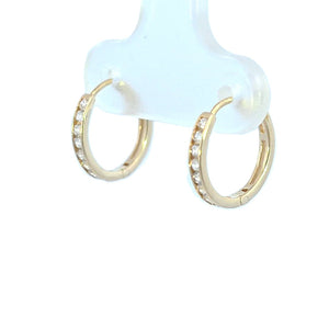 10K Real Gold CZ Small Huggie Hoop Earrings - GDI11.5