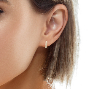 10K Real Gold CZ Small Huggie Hoop Earrings - GDI11.5