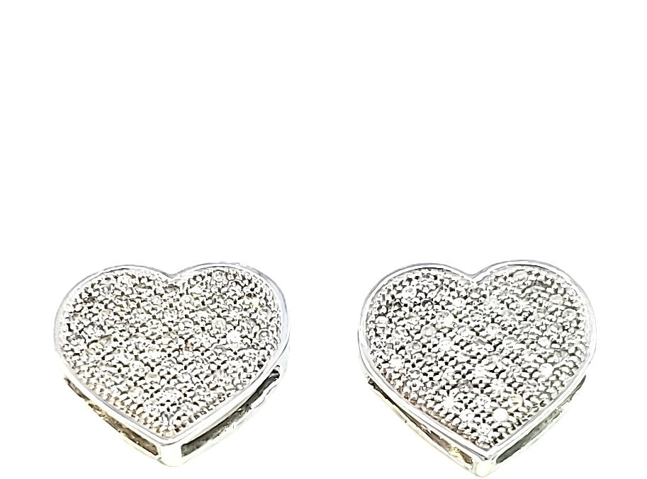 10K W Gold with 0.33 Ct MP Diamond Heart Earring (B) for Girls/Women