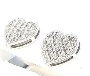 10K W Gold with 0.33 Ct MP Diamond Heart Earring (B) for Girls/Women