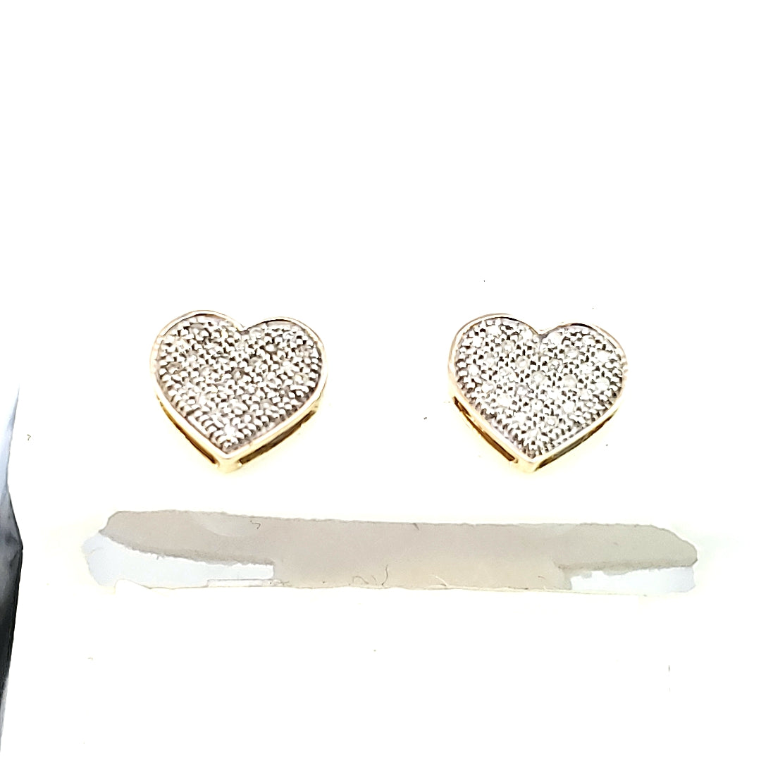 10K Y Gold with 0.15 Ct MP Diamond Heart Earring (M) for Girls/Women