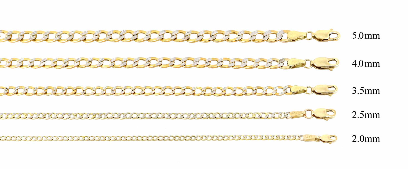 Real 10k Two Tone Yellow & White Gold Hollow Cuban Chain 4.5mm