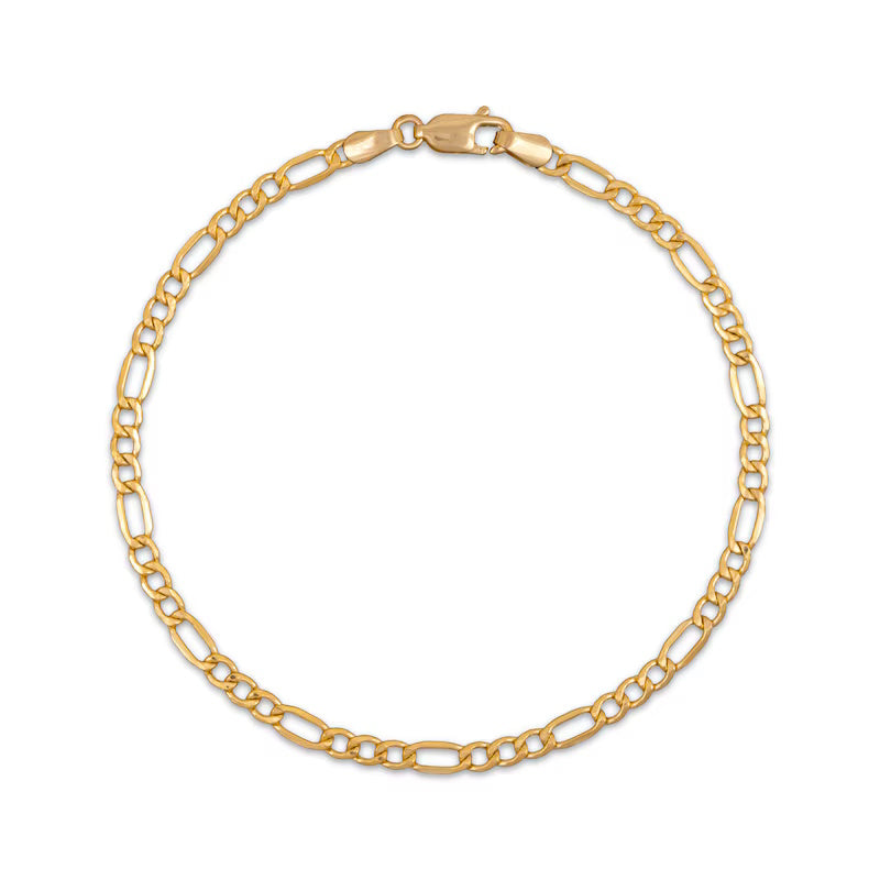 14K Yellow Gold Hollow Figaro Bracelet/ Anklet  7" to 10"