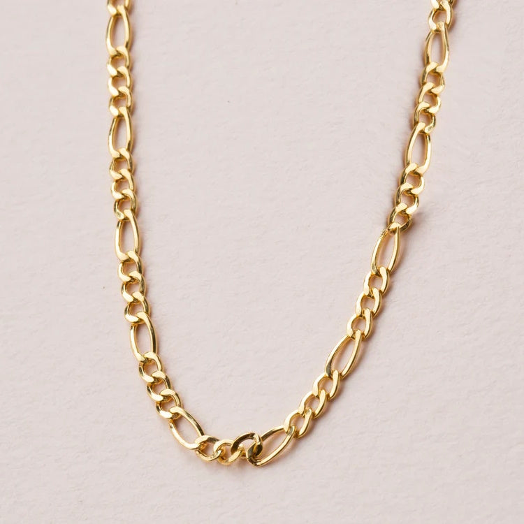 14K Yellow Gold Hollow Figaro Chain/ Necklace  16" to 26"