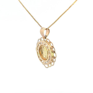 10K Real Gold Mother Mary CZ Medium Charm with Box Chain