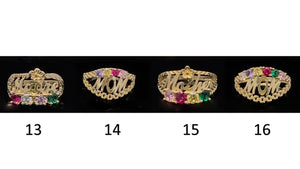 10K Real Gold Mother's Day Special Mom/Madre/Mother Ring with Multiple color CZ