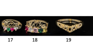 10K Real Gold Mother's Day Special Mom/Madre/Mother Ring with Multiple color CZ