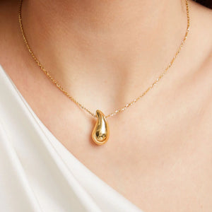 10K Real Gold Teardrop Necklace set 17inch (Adjustable to 18inch)
