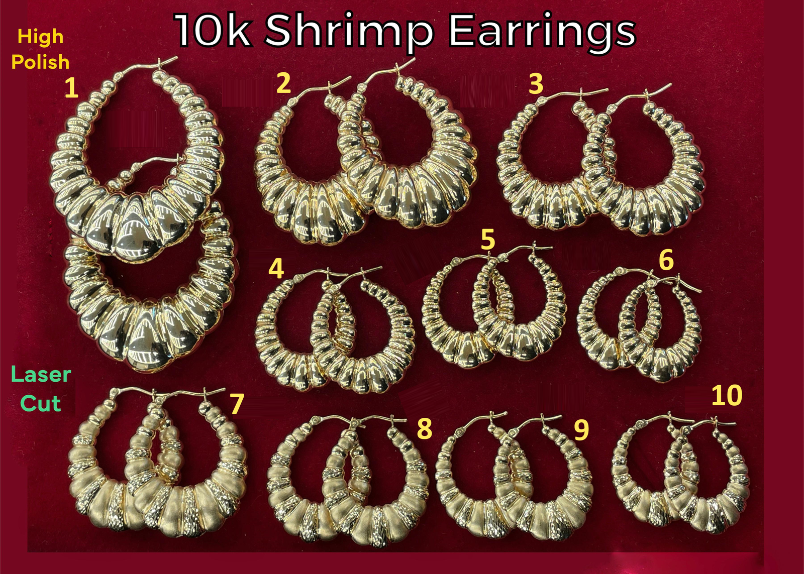 10K Real Gold Shrimp Earrings