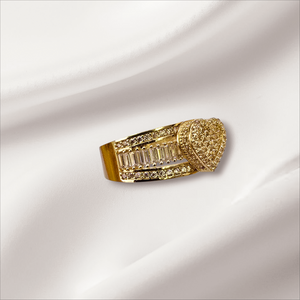 10K Real Gold Cluster Fancy Heart CZ Ring