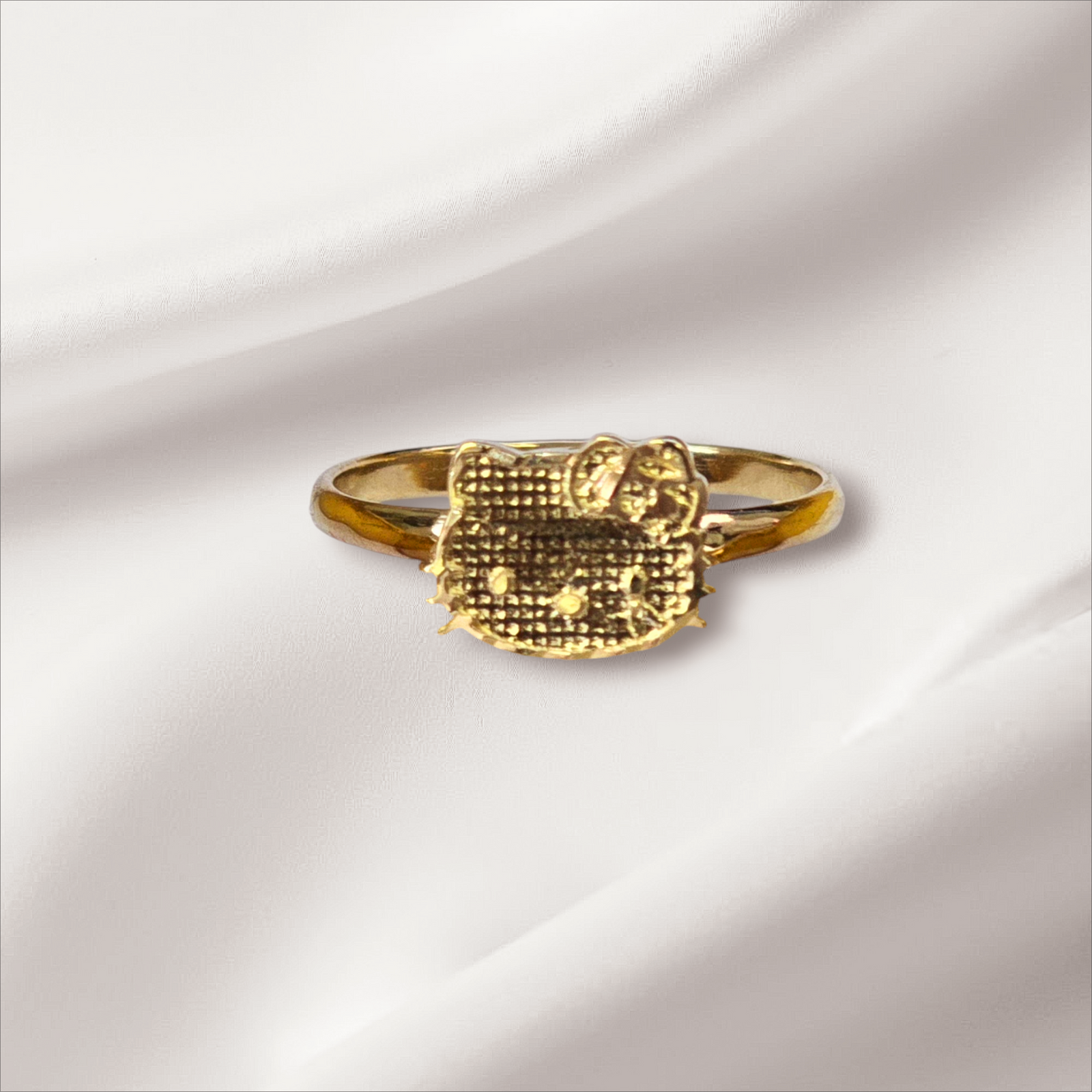 10K Real Gold Cat Face Ring For Girls, Women