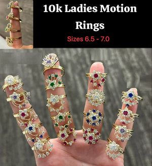 10k Real Gold Motion Rings CZ Ring