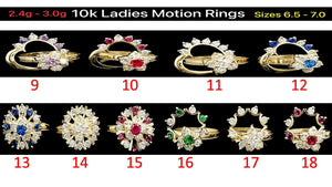 10k Real Gold Motion Rings CZ Ring