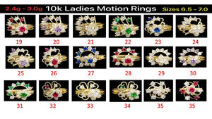 10k Real Gold Motion Rings CZ Ring