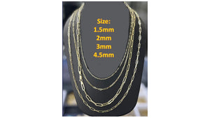 Real 10K Yellow Gold Solid Paperclip Chain/Necklace 1.5mm - 4mm