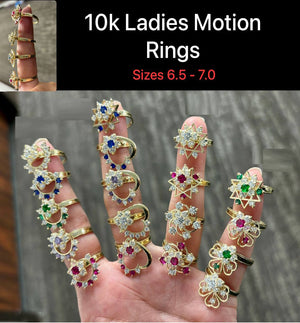 10k Real Gold Motion Rings CZ Ring