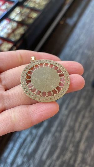 10K Real Gold Tri Color CZ Virgin Mary Pendant