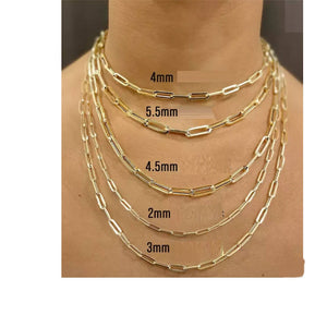 Real 10K Yellow Gold Solid Paperclip Chain/Necklace 1.5mm - 4mm