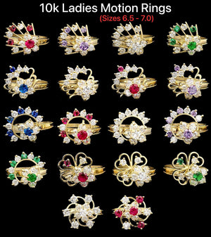 10k Real Gold Motion Rings CZ Ring