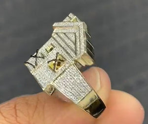 10K Real Gold Trap House Ring with Diamond 0.48 CT or 1.3 CT