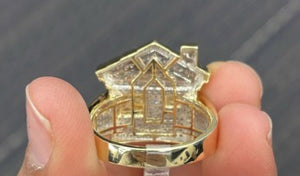 10K Real Gold Trap House Ring with Diamond 0.48 CT or 1.3 CT