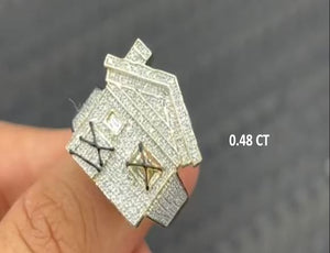 10K Real Gold Trap House Ring with Diamond 0.48 CT or 1.3 CT