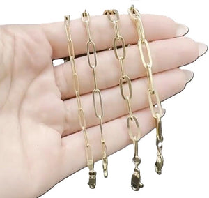Real 10K Yellow Gold Solid Paperclip Bracelet/Anklet 1.5mm - 4mm