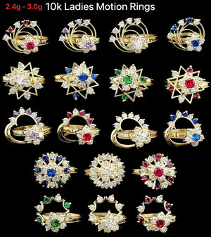 10k Real Gold Motion Rings CZ Ring
