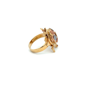 14K Real Gold Tri Colored Mom Turtle Ring