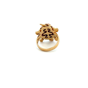14K Real Gold Tri Colored Mom Turtle Ring