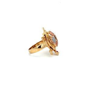 14K Real Gold Tri Colored Mom Turtle Ring