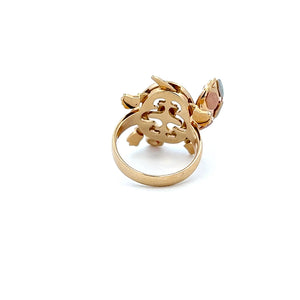 14K Real Gold Tri Colored Mom Turtle Ring