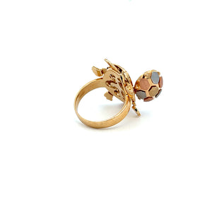 14K Real Gold Tri Colored Mom Turtle Ring