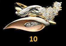 10k Real Gold Fancy Tri Color Rings