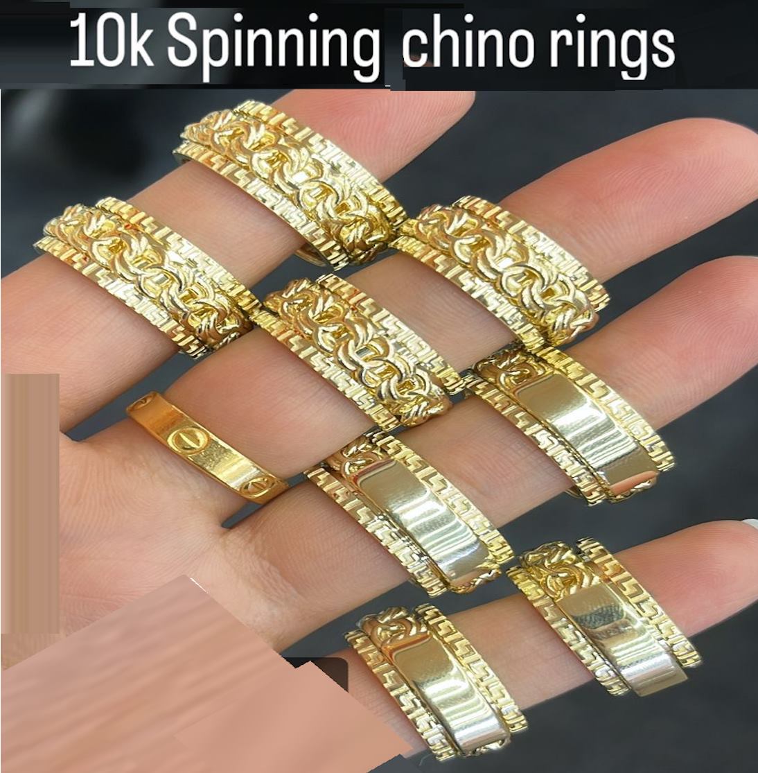 10K Real Gold Chino with ID & Without ID Spinning Ring