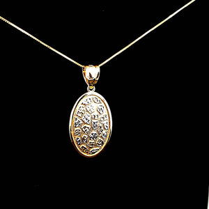 10K Real Gold Two-Tone Oval Nugget Charm with Box Chain