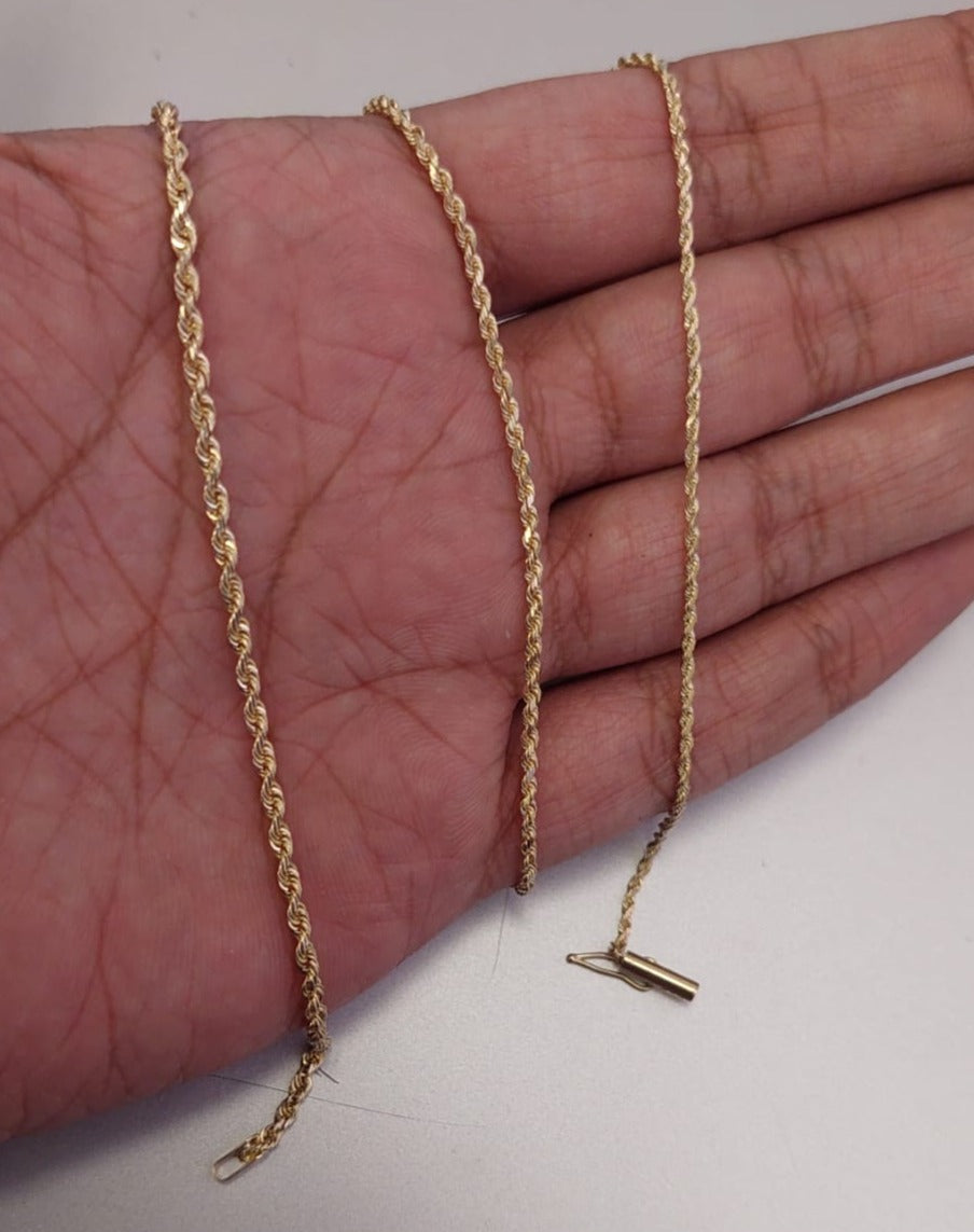 10K Real Yellow Gold Diamond Cut Rope Bracelet Solid