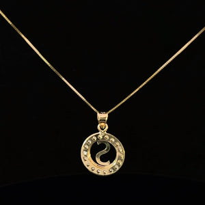 10K Real Gold CZ Round Initial Charm with Box Chain